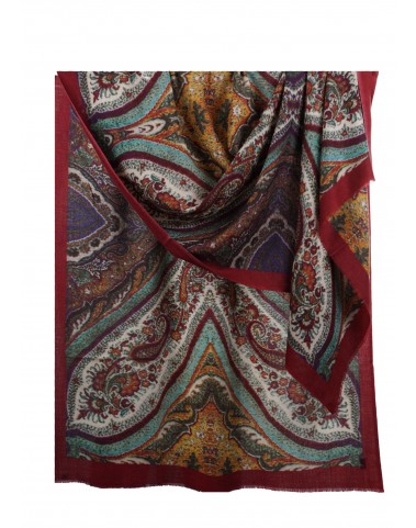 Printed Stole - Maroon Paisley