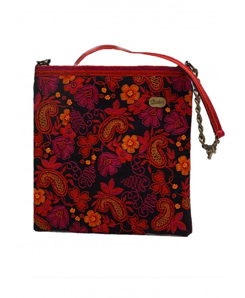 Square Theli - Pink and Red Embroidered