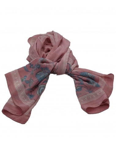 Crepe Silk Scarf - Pink and Light Blue Floral