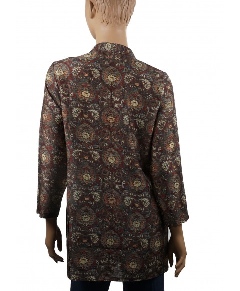 Casual Kurti - Viscose Brown and Beige