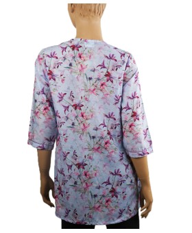 Casual Kurti - Floral Lavender Embroidery
