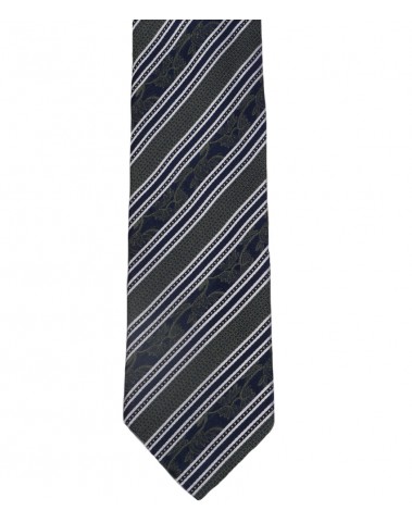Woven Tie - mehndi and navy Stripe