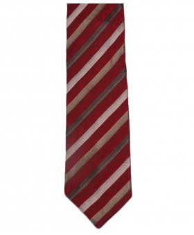 Woven Tie - Red and Beige Stripe 
