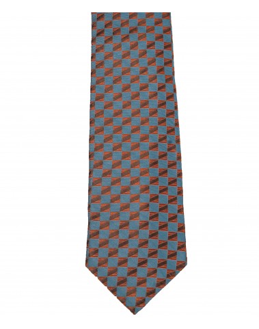 Woven Tie - Sky Blue and Orange Checks