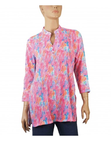 Casual Kurti - Blue Splash On Pink