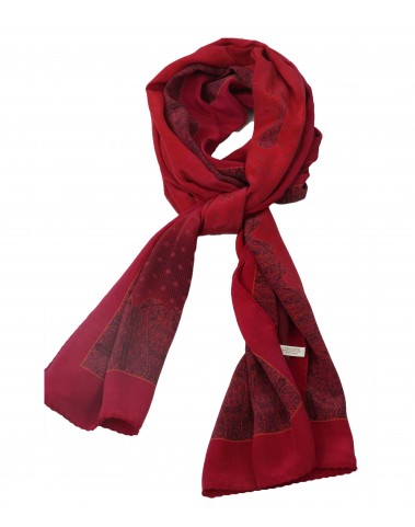 Crepe Silk Scarf -Magenta Paisley