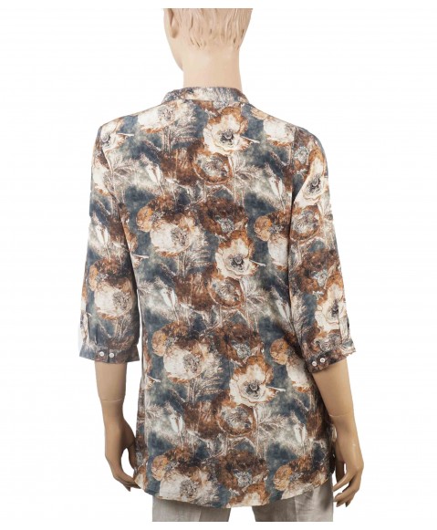 Short Silk Shirt - Beige Floral