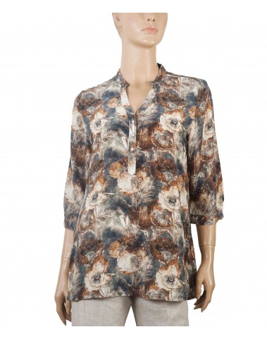 Short Silk Shirt - Beige Floral