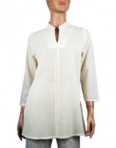 Casual  Kurti- Off White Pintuck