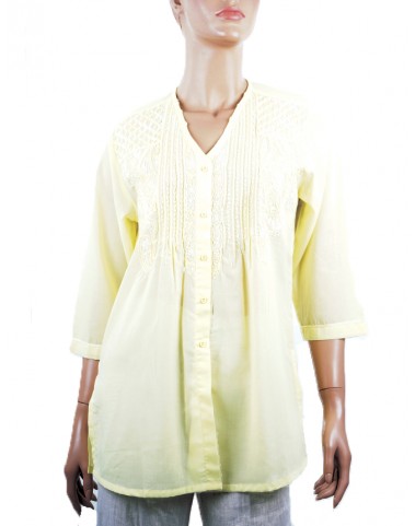 Embroidered Casual  Kurti-Yellow 