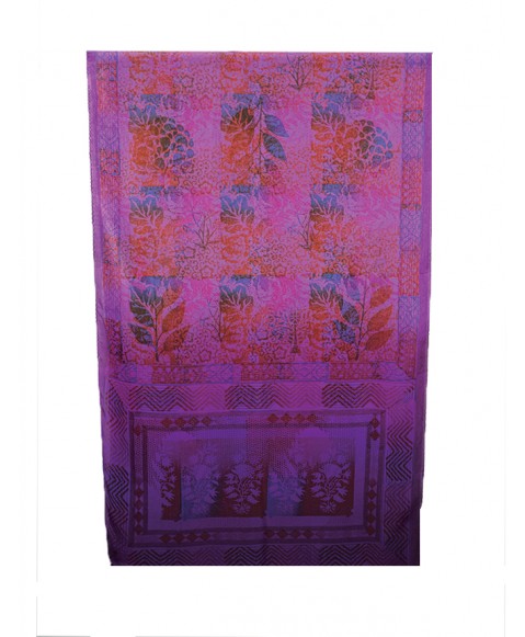 Crepe Silk Scarf - Purple Floral Patch