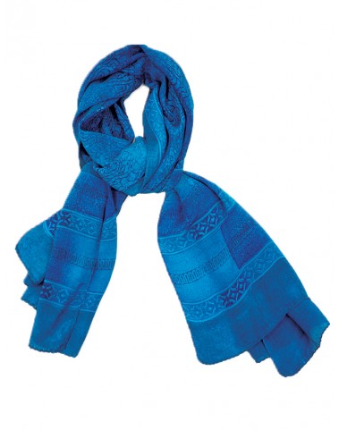 Crepe Silk Scarf - Royal Blue Patch