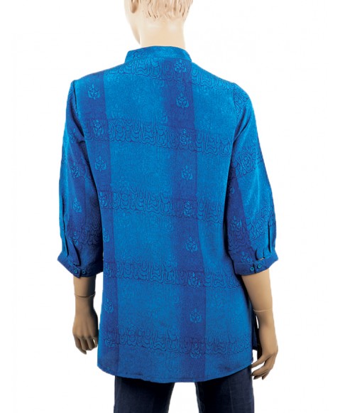 Short Silk Shirt - Royal Blue Patch