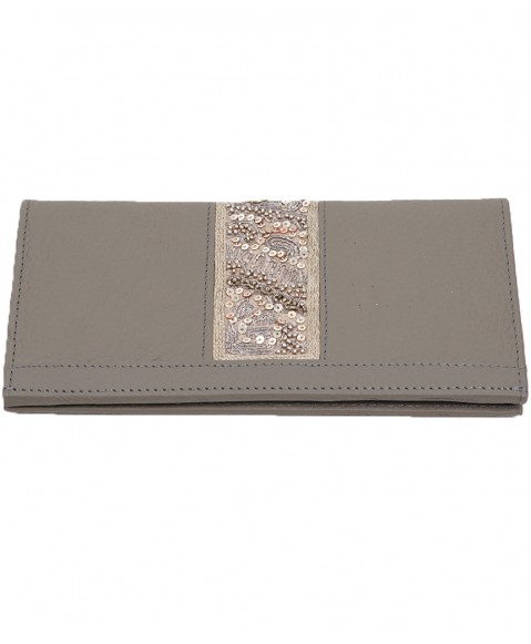 Border Wallet - Grey Embroidered 