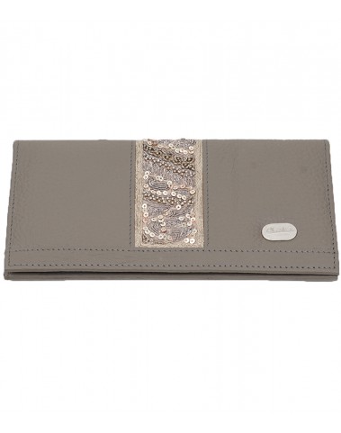 Border Wallet - Grey Embroidered 