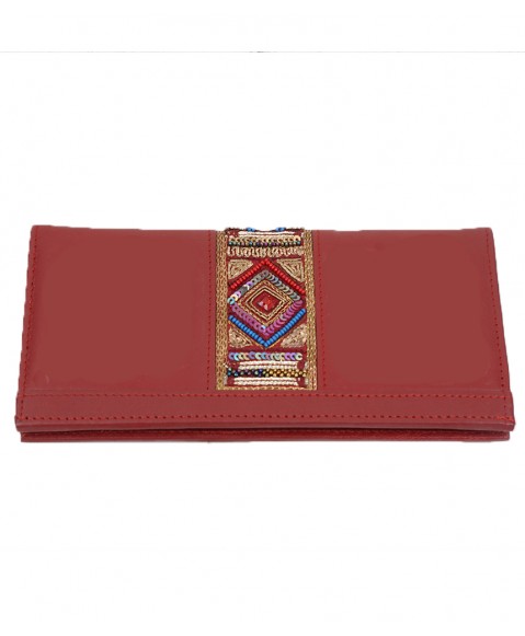 Border Wallet - Red Embroidered 