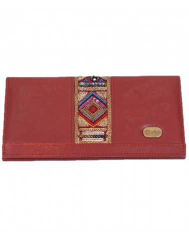 Border Wallet - Red Embroidered 