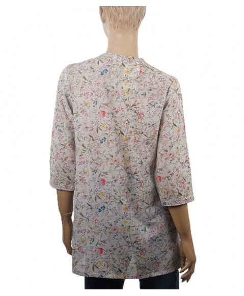 Embroidered Casual Kurti - Beige Floral