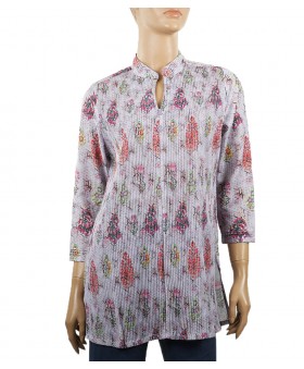 Casual Kurti - Pink and Red Batik Pintuck