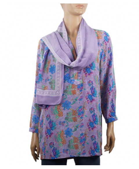 Long Silk Shirt - Lavender Floral