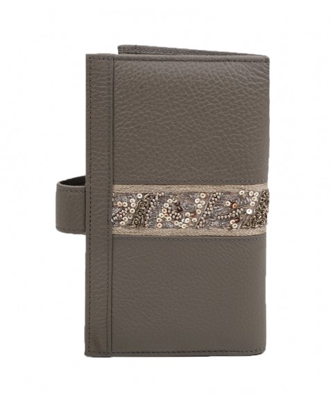 Passport Wallet - Grey Embroidered 