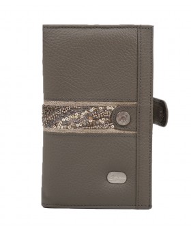 Passport Wallet - Grey Embroidered 