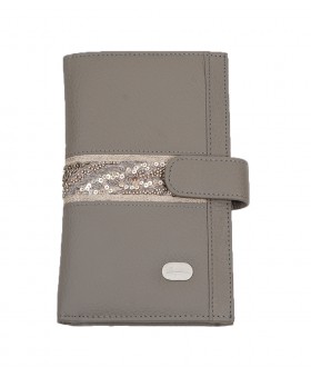 Passport Wallet - Grey Embroidered 