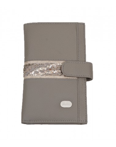 Passport Wallet - Grey Embroidered 