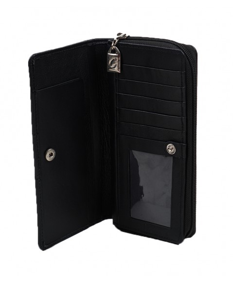 Zip Wallet - Black Paisley Embroidered 