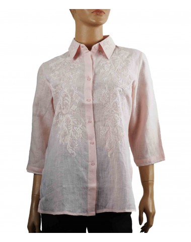 Embroidered Casual Shirt - Baby Pink Embroidery
