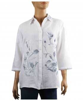 Embroidered Casual Shirt - White Embroidery