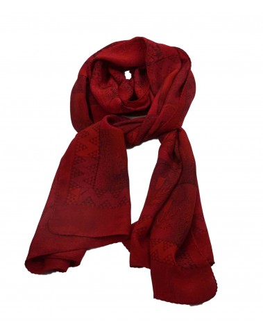 Crepe Silk Scarf - Red Floral Patchwork