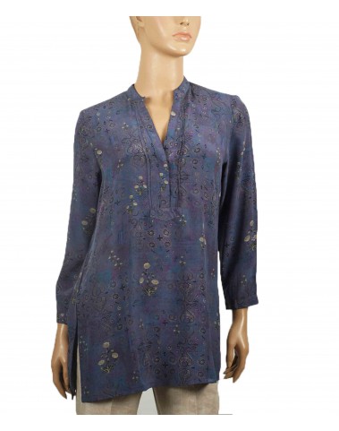 Long Silk Shirt - Paisley on Purple