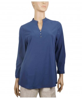 Plain Poly Casual Kurti - Slate Blue 