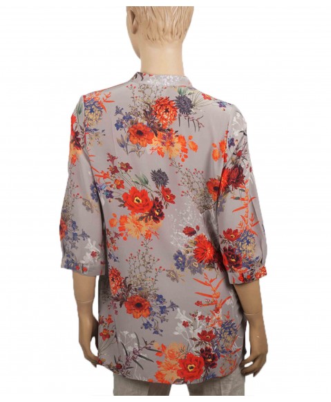 Short Silk Shirt - Big Red Floral