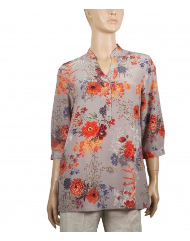 Short Silk Shirt - Big Red Floral