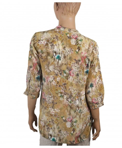 Short Silk Shirt - White And pink Flowers