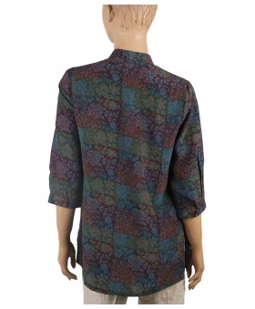 Short Silk Shirt - Blue And Maroon Creepers 