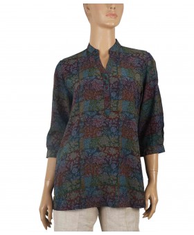 Short Silk Shirt - Blue And Maroon Creepers 