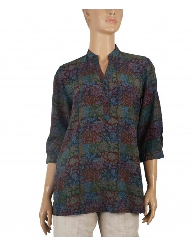 Short Silk Shirt - Blue And Maroon Creepers 