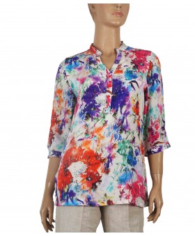 Short Silk Shirt - Holi Splash