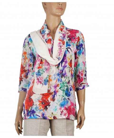 Short Silk Shirt - Holi Splash