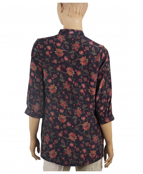 Short Silk Shirt - strawberry 