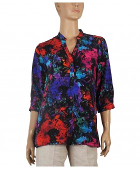 Short Silk Shirt - Colour Splash  