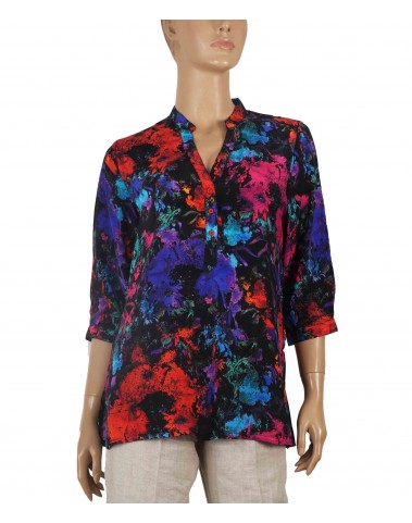 Short Silk Shirt - Colour Splash  