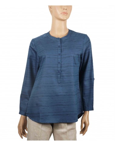 Casual Kurti - Blue Plain Ikat