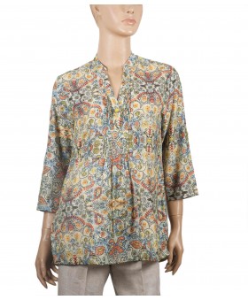 Casual Kurti - Chinese Design On Mustard Yellow 
