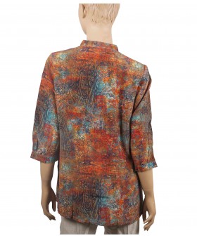 Short Silk Shirt - Rust Orange