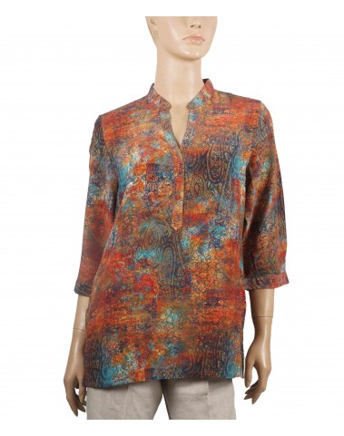 Short Silk Shirt - Rust Orange