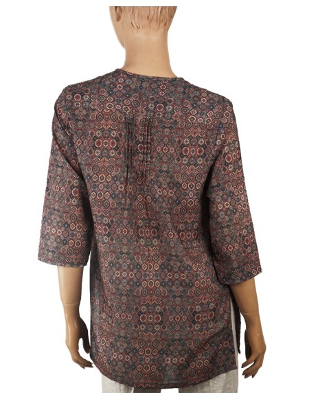 Casual Kurti - Deep Brown Full Pintuck 